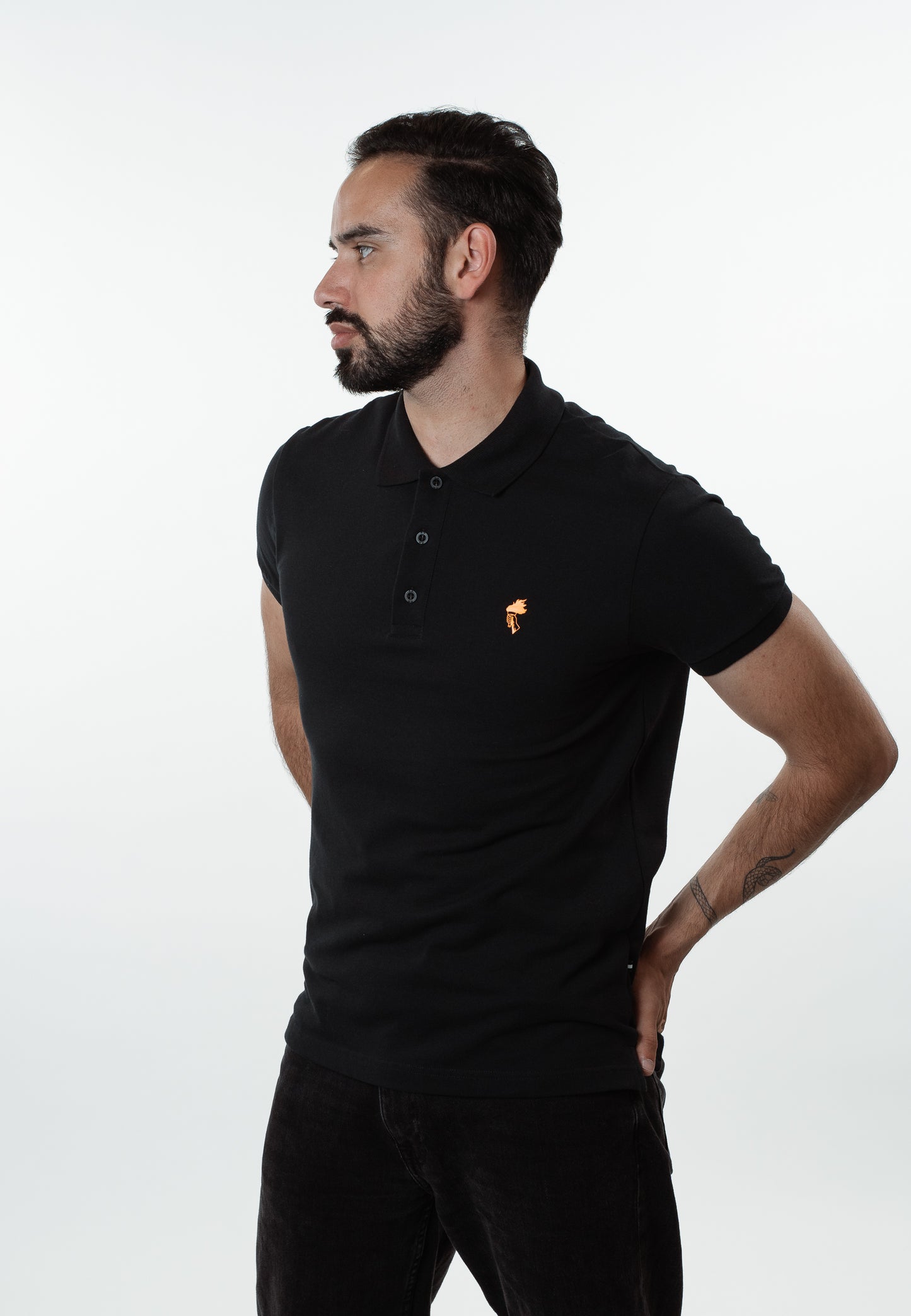 Apollo - Organic Polo-shirt - Black/Orange