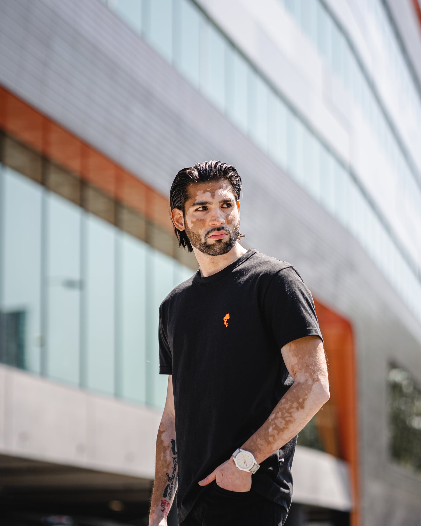 Apollo - Organic T-shirt - Black/Orange