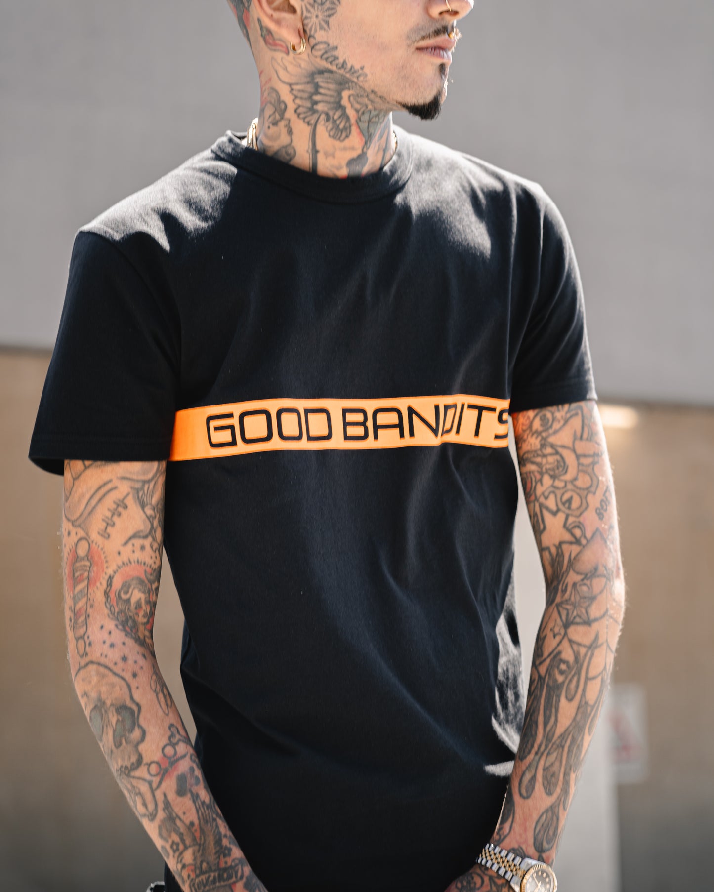 IMPACT - Organic T-shirt - Black/Orange