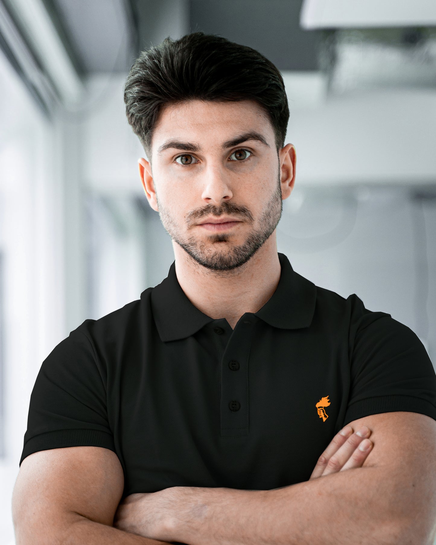 Apollo - Organic Polo-shirt - Black/Orange